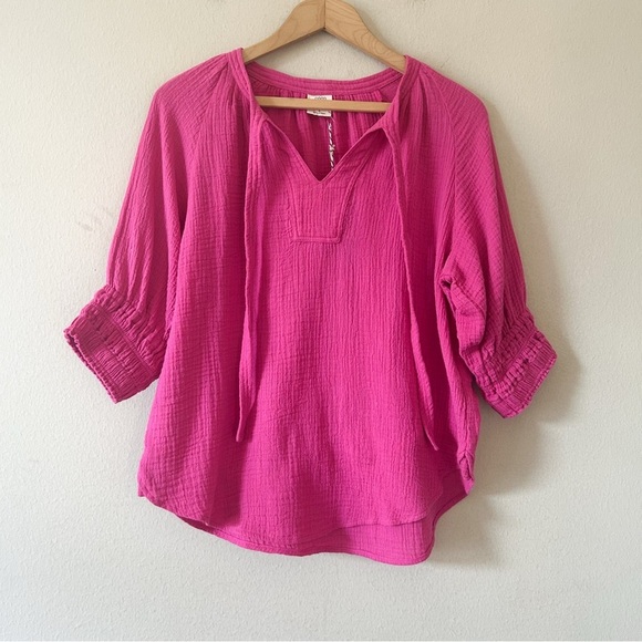 Matilda Jane Good Hart River Puff Sleeve Cotton Gauze Blouse - Picture 2 of 7